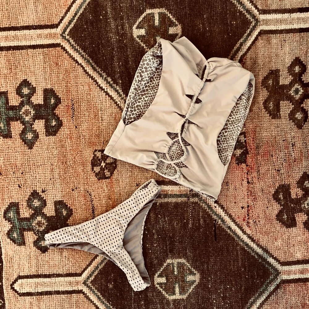 Acacia Set / mesh Brazil bottoms & high neck top / S